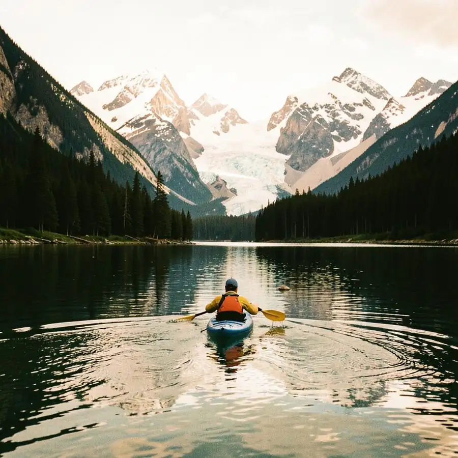 Kayaking on a glacial lake